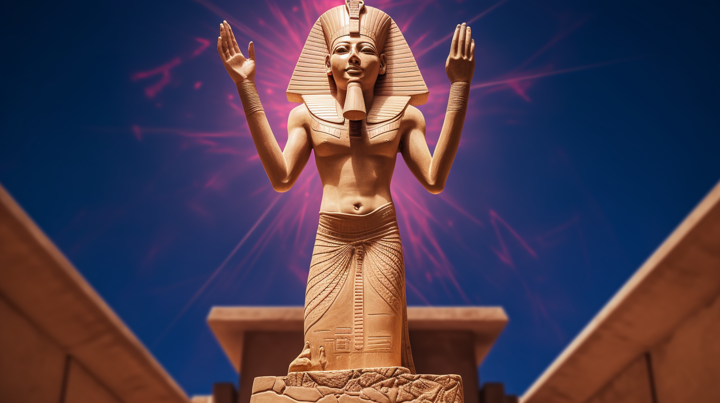 ancient statue emitting energy